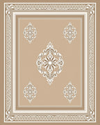 Elegant White Scrollwork Cream Rug