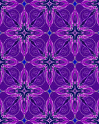 Ornate Purple Floral Geometric Pattern Rug