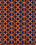 Abstract Orange Navy Geometric Pattern Rug