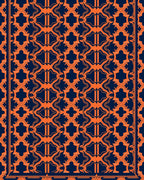 Abstract Orange Navy Geometric Pattern Rug