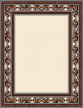 Ornate Tan And Sepia Ethnic Frame Rug