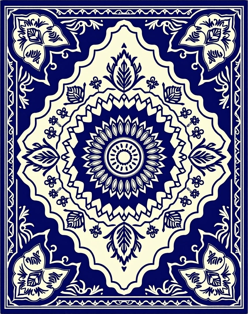 Classic Floral Mandala Design Rug