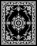 Classic Black White Floral Medallion Rug