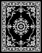 Classic Black White Floral Medallion Rug
