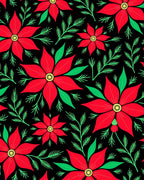 Crimson Poinsettia Botanical Sprigs Rug