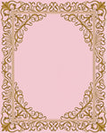 Ornate Golden Filigree Floral Frame Rug