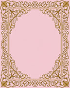 Ornate Golden Filigree Floral Frame Rug