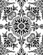 Bold Black White Stylized Floral Pattern Rug