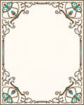 Ornate Golden Teal Floral Frame Rug