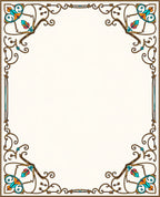 Ornate Golden Teal Floral Frame Rug
