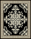 Black Cream Ornate Floral Rug