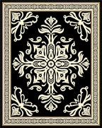 Black Cream Ornate Floral Rug