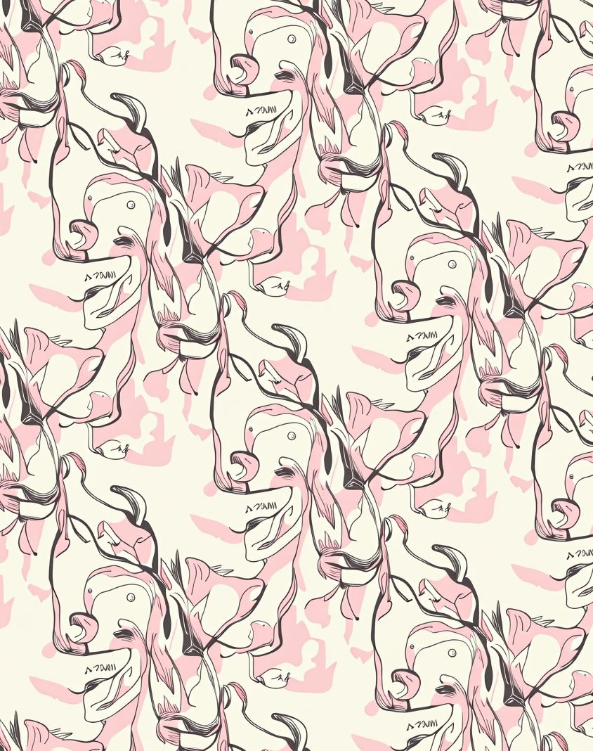 Abstract Flamingo Floral Pattern Rug