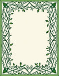 Ornate Green Vine Border Design Rug