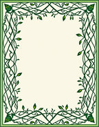 Ornate Green Vine Border Design Rug
