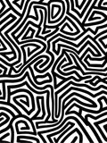 Bold Black White Abstract Maze Pattern Rug