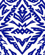 Bold Blue Abstract Geometric Pattern Rug