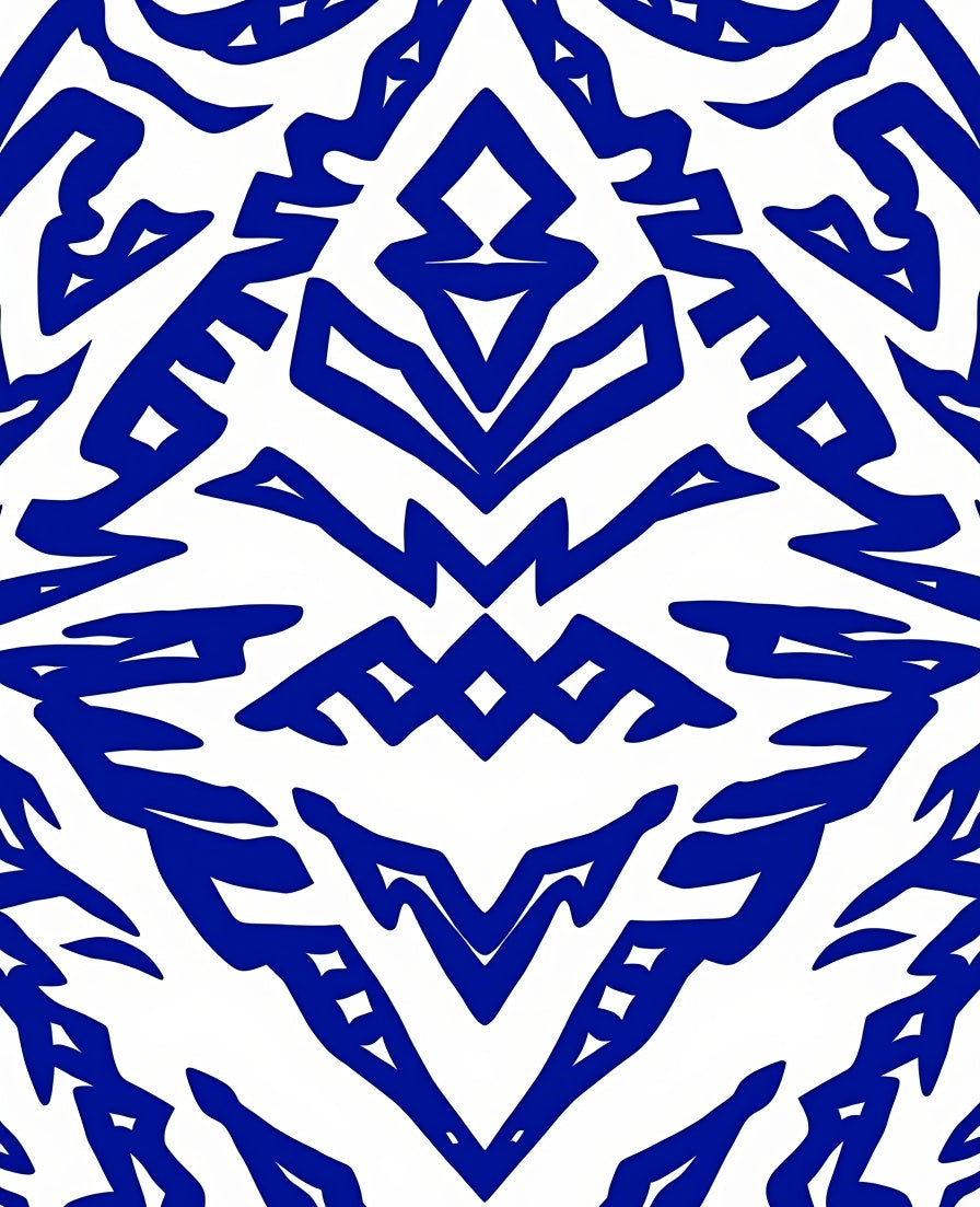 Bold Blue Abstract Geometric Pattern Rug