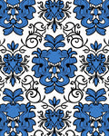 Bold Blue Floral Damask Pattern Rug
