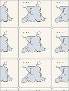 Minimalist Grey Abstract Form Tile Rug