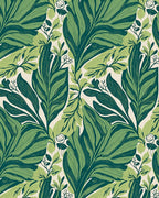 Lush Green Leafy Botanical Pattern Rug