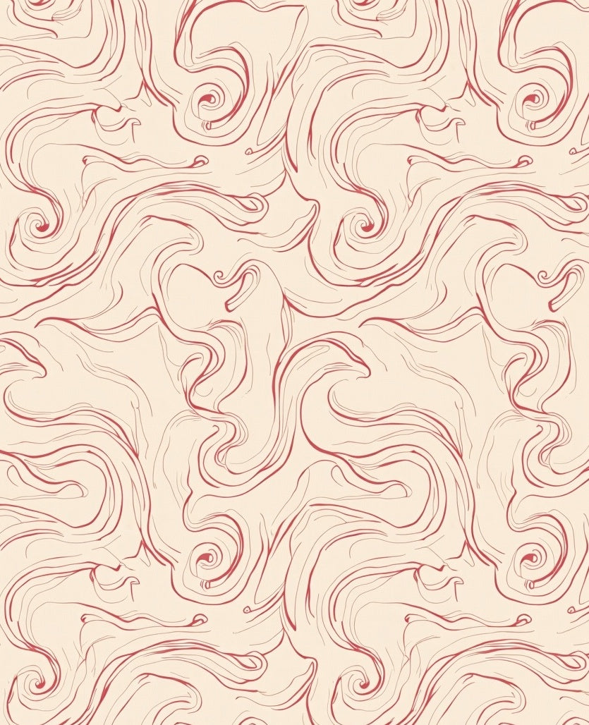 Abstract Swirls Seamless Red Rug