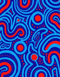 Abstract Blue Red Spiral Pattern Rug