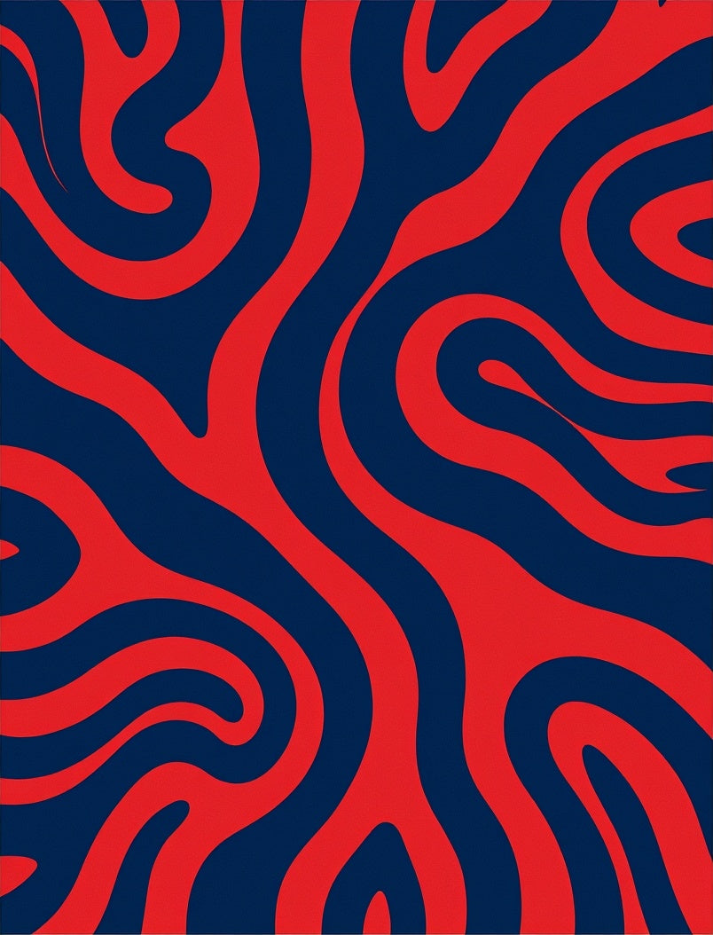 Red Blue Abstract Swirl Pattern Rug