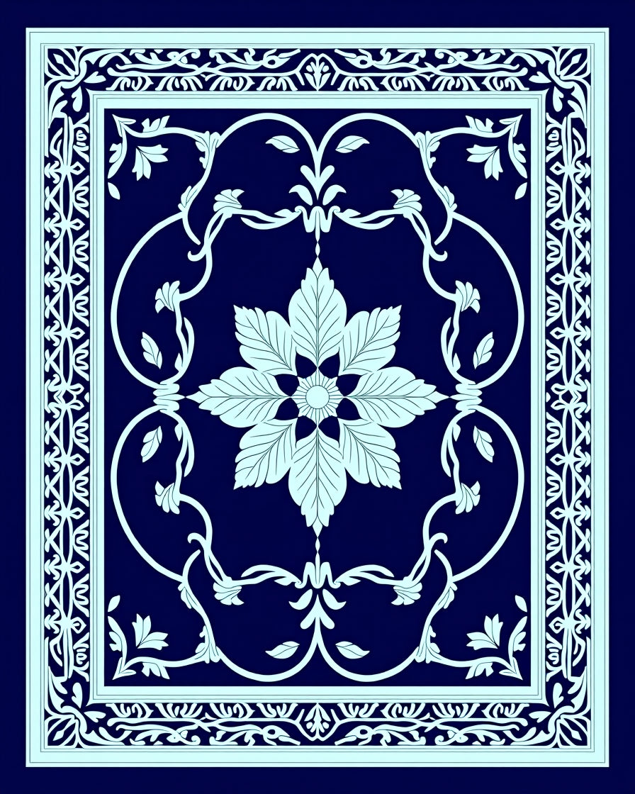 Elegant Floral Vine Medallion Design Rug