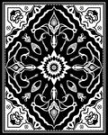 Bold Black and White Floral Mandala Rug