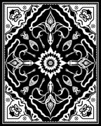 Bold Black and White Floral Mandala Rug