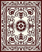 Intricate Floral Medallion Ornamental Border Rug