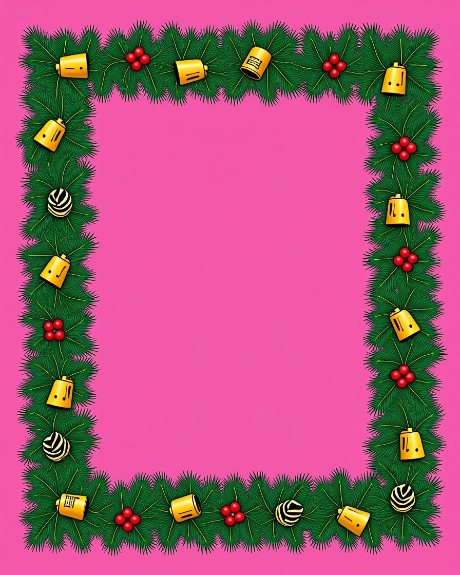 Festive Green Christmas Garland Bells Rug