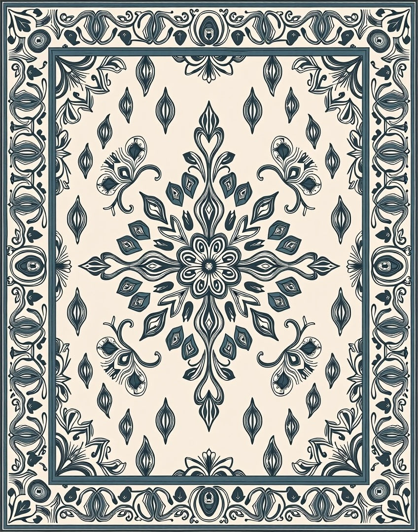 Ornate Floral Paisley Detailed Rug