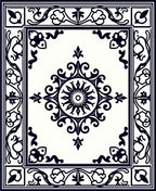 Classic Black White Ornate Medallion Rug