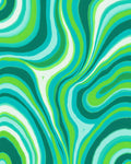 Groovy Aqua Green Swirl Rug