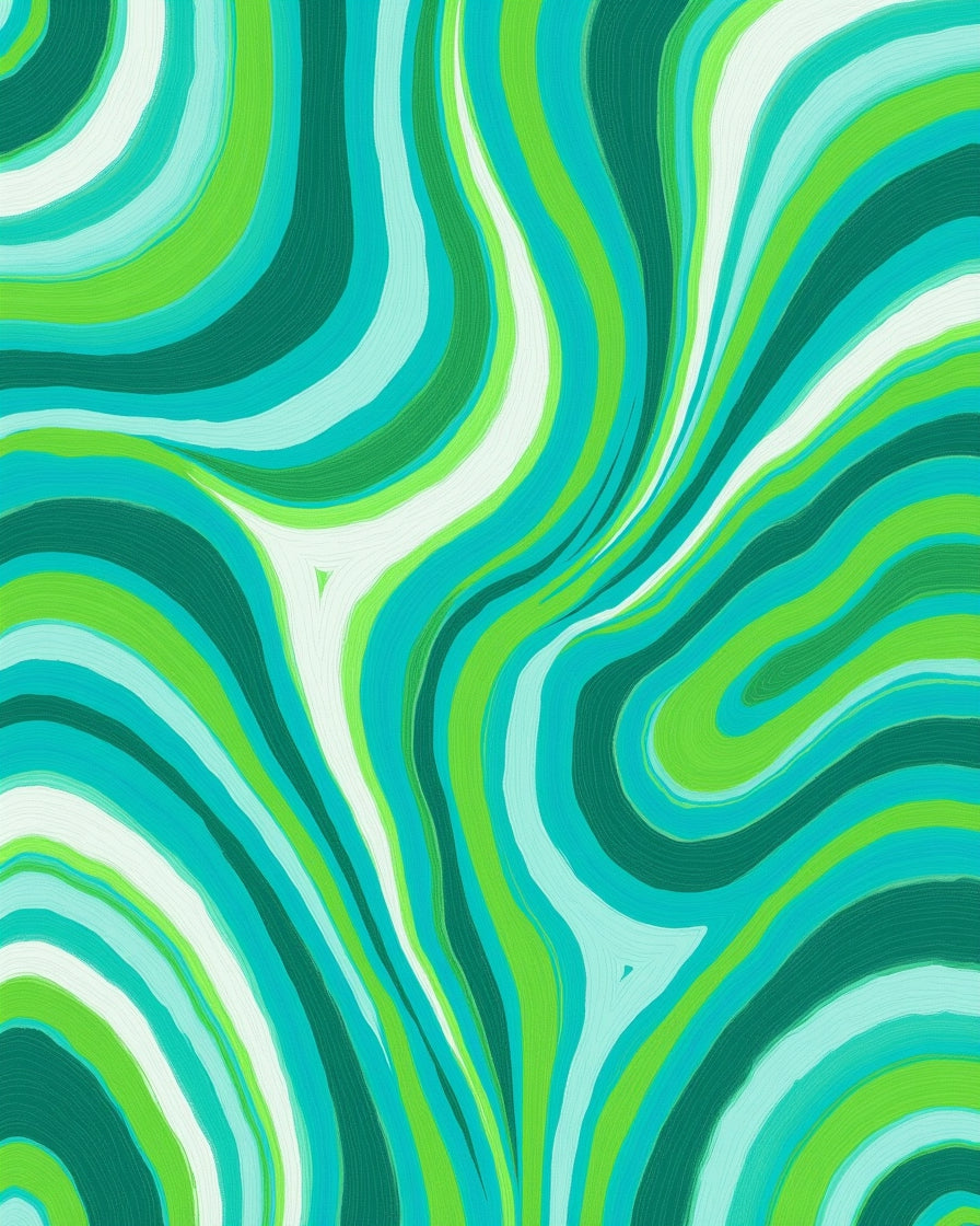 Groovy Aqua Green Swirl Rug