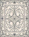 Vintage Scrollwork Floral Square Design Rug