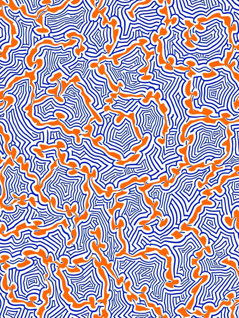 Bold Abstract Organic Line Pattern Rug