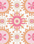 Pink Orange Floral Medallion Pattern Rug