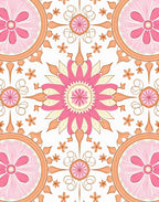 Pink Orange Floral Medallion Pattern Rug