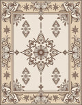 Elegant Floral Medallion Border Design Rug