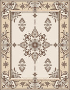 Elegant Floral Medallion Border Design Rug