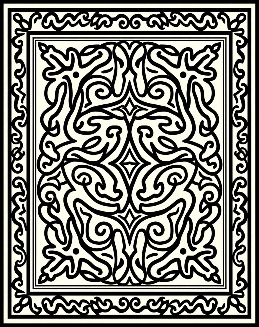 Intricate Stylized Floral Scrolls Rug