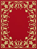 Crimson Floral Scroll Border Design Rug
