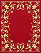 Crimson Floral Scroll Border Design Rug