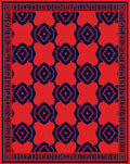 Bold Red Blue Geometric Pattern Rug