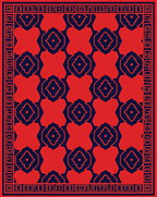 Bold Red Blue Geometric Pattern Rug