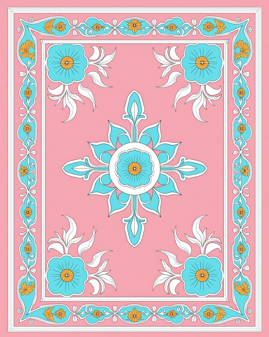 Floral medallion and border design Rug