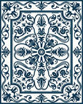 Classic Navy White Floral Pattern Rug